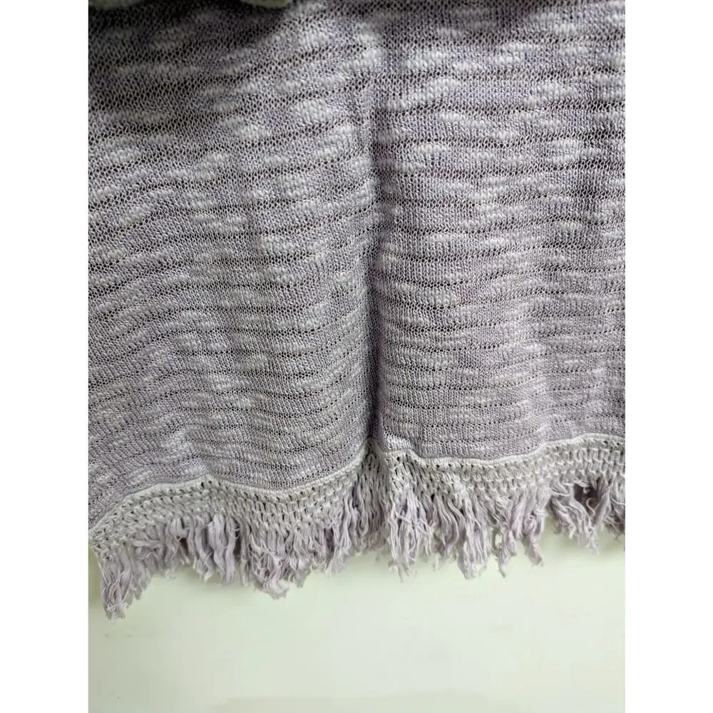 Anthropologie Callahan Acadia Sweater Dress Midi Macrame Hem Lavender Large - Picture 8 of 11